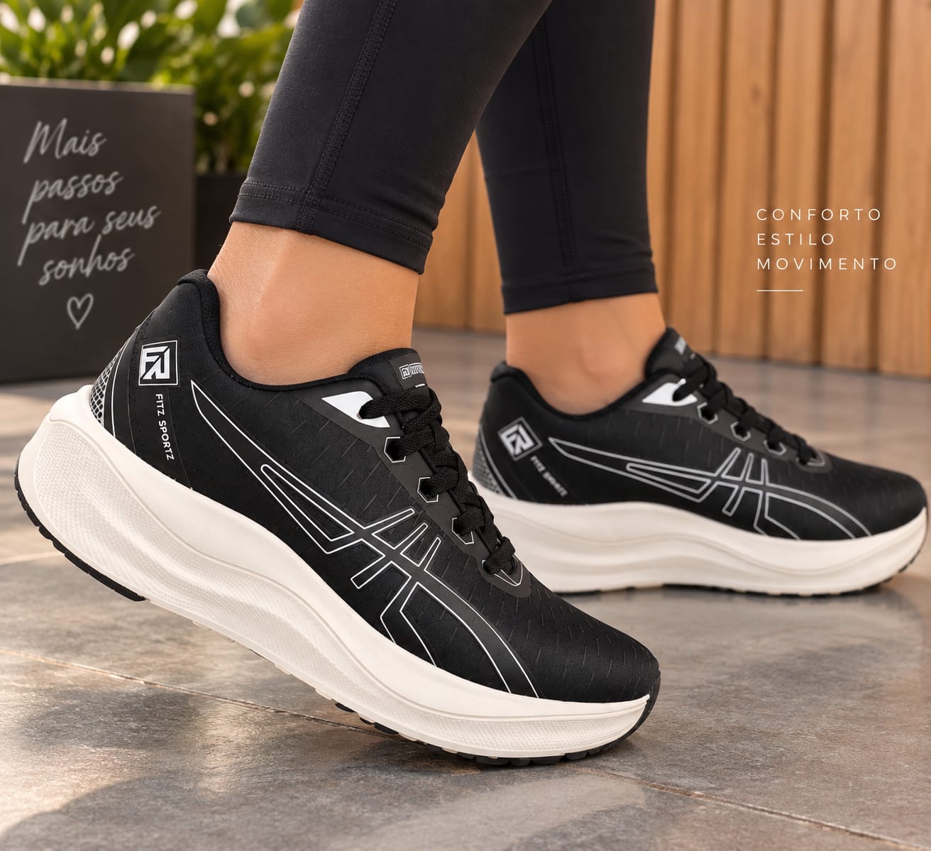 Tênis Feminino Esportivo Preto – Conforto, Estilo e Leveza - miniatura 2